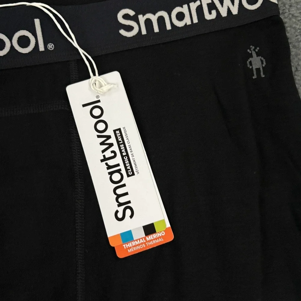 Smartwool Base Layer Bottoms Men XL Black Merino Wool Thermal 3/4 Leggings New
